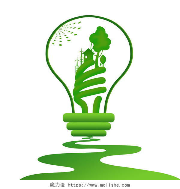 灯泡与节能元素低碳环抱健康生活